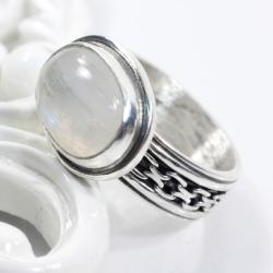 Regulowany pierścionek z kamieniem księżycowym - Pierścionki - Biżuteria
