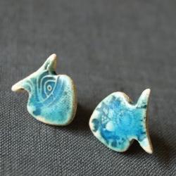 ceramiczne kolczyki rybki - Kolczyki - Biżuteria