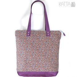 aksamitna torba,fioletowy zamsz,kwiatki - Na ramię - Torebki