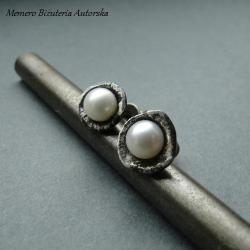 srebro,perly,kobiece,surowe - Kolczyki - Biżuteria