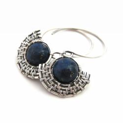 delikatne srebne kolczyki z lapis lazuli - Kolczyki - Biżuteria