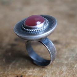 pierścionek srebro uleksyt metaloplastyka unikat - Pierścionki - Biżuteria