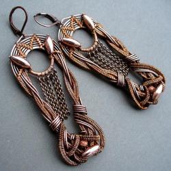 niezwykłekolczyki miedziane,egipskie,wire wrapping - Kolczyki - Biżuteria