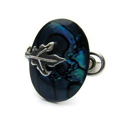 srebrny pierścionek z muszlą Paua - Pierścionki - Biżuteria