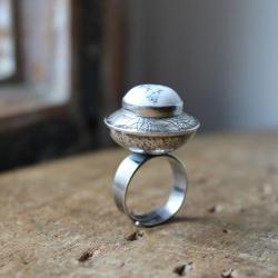 pierścionek srebro agat metaloplastyka unikat - Pierścionki - Biżuteria