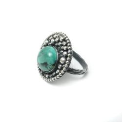 pierścionek,regulowany,turkus,zielony,granulacja - Pierścionki - Biżuteria
