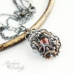 wire-wrapping,elegancki,perła,srebro - Wisiory - Biżuteria