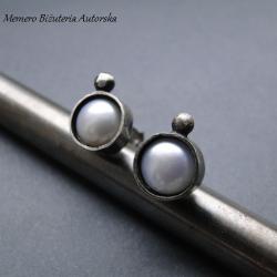 srebro,perły,sztyfty,bąble,białe - Kolczyki - Biżuteria