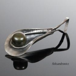 srebro,perła - Wisiory - Biżuteria