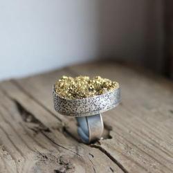 pierścionek srebro oksyda unikat agat tytan druza - Pierścionki - Biżuteria