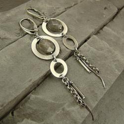 długie,nowoczesne,srebrne kolczyki z labradorytem - Kolczyki - Biżuteria