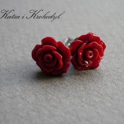 delikatne,róże,sztyfty,romantyczne - Kolczyki - Biżuteria