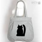 Na ramię kocia torba,z kotem,czarny kot,szara torba