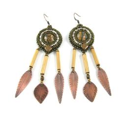 kolczyki indiańskie,haft koralikowy,długie - Kolczyki - Biżuteria