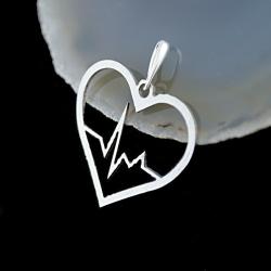 wisior,serce,ażurowy,kardiogram,romantyczny - Wisiory - Biżuteria