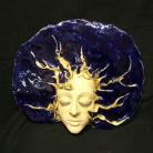 Ceramika i szkło maska,twarz,kobieta,ceramika,kobalt
