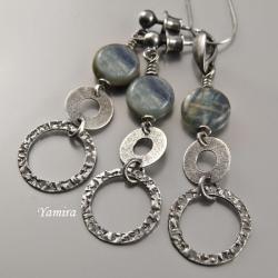 kianit,kyanit,srebro,niebieskie,casual,klasyczny - Komplety - Biżuteria