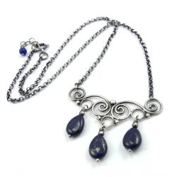 naszyjnik,elegancki,lapis lazuli,lutowane srebro, - Naszyjniki - Biżuteria