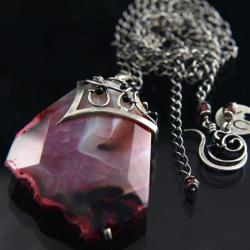 ekskluzywny,elegancki,różowy,wire-wrapping - Naszyjniki - Biżuteria