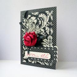 scrapbooking,kartka,papier,ślub,bordo,czarny - Kartki okolicznościowe - Akcesoria