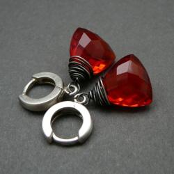kolczyki,z kwarcem,czerwone - Kolczyki - Biżuteria