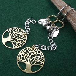 kolczyki,srebrno-złote,drzewka,łańcuszki - Kolczyki - Biżuteria
