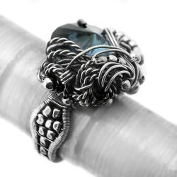 wire-wrapping,anna mroczek,pierścień,montana,blue - Pierścionki - Biżuteria
