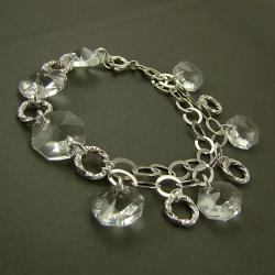 elegancka,srebrna bransoletka z kryształami - Bransoletki - Biżuteria
