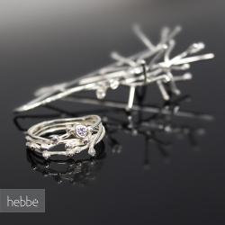 unikatowy,komplet,srebrny,kolczyki,pierścionek - Komplety - Biżuteria