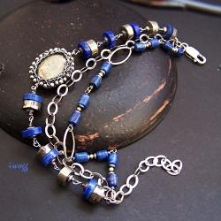 bransoletka z lapis lazuli i pirytem - Bransoletki - Biżuteria