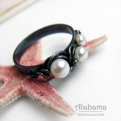 fantazyjny pierścionek z perłami,alabama - Pierścionki - Biżuteria
