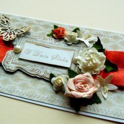 ślub,życzenia,kwiaty,para młoda,motyle,perły - Kartki okolicznościowe - Akcesoria