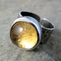 srebrny pierścionek z cytrynem - Pierścionki - Biżuteria