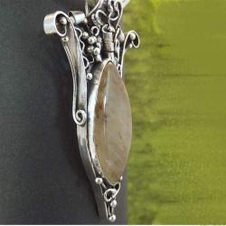 srebrny wisior,kwarcem z rutylem - Wisiory - Biżuteria
