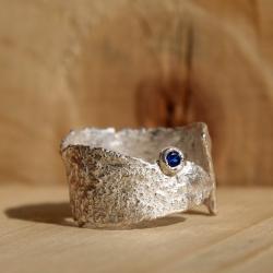 surowy,srebrny pierścień z cyrkonią - Pierścionki - Biżuteria