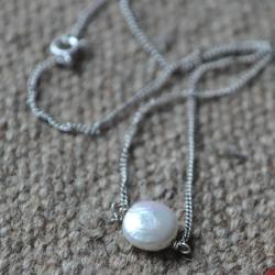 perła,srebro,naszyjnik - Naszyjniki - Biżuteria