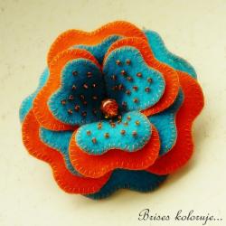 broszka,filcowy kwiat - Broszki - Biżuteria