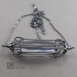 amulet,butelka,eliksir,kryształowy,srebro - Wisiory - Biżuteria