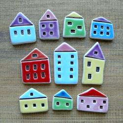 kolorowe,enersetyczne,wesołe,domki,miniaturki - Magnesy na lodówkę - Wyposażenie wnętrz