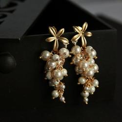eleganckie,kobiece,delikatne,złote,perły, - Kolczyki - Biżuteria