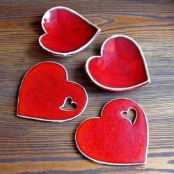 romantyczne,czerwone serca - Ceramika i szkło - Wyposażenie wnętrz
