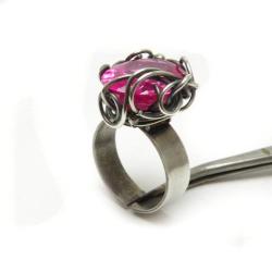 pierścionek,zaręczynowy,różowy,topaz,efektowny - Pierścionki - Biżuteria