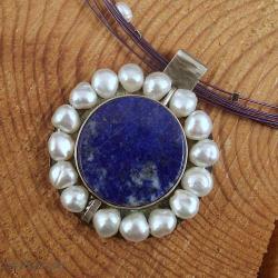 naszyjnik z lapis lazuli i pereł - Naszyjniki - Biżuteria