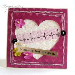 EKG,guziki,kartka,kwiaty,miłość,serce - Kartki okolicznościowe - Akcesoria
