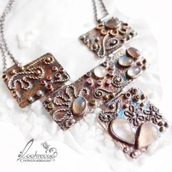 srebrny naszyjnik,ręcznie robiony,kwiatowy - Naszyjniki - Biżuteria