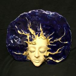 maska,twarz,kobieta,ceramika,kobalt - Ceramika i szkło - Wyposażenie wnętrz
