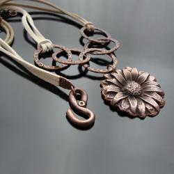 art clay,brązowy,długi,rzemienie - Naszyjniki - Biżuteria