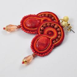 kolczyki sutasz,kolorowe,z koralowcem - Kolczyki - Biżuteria
