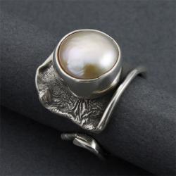 srebrny pierścionek z perłą - Pierścionki - Biżuteria