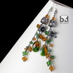 kolczyki z motywem roslinnym,swarovski - Kolczyki - Biżuteria